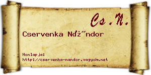 Cservenka Nándor névjegykártya